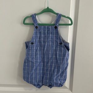 Janie and Jack- 12M-18M Blue plaid overalls